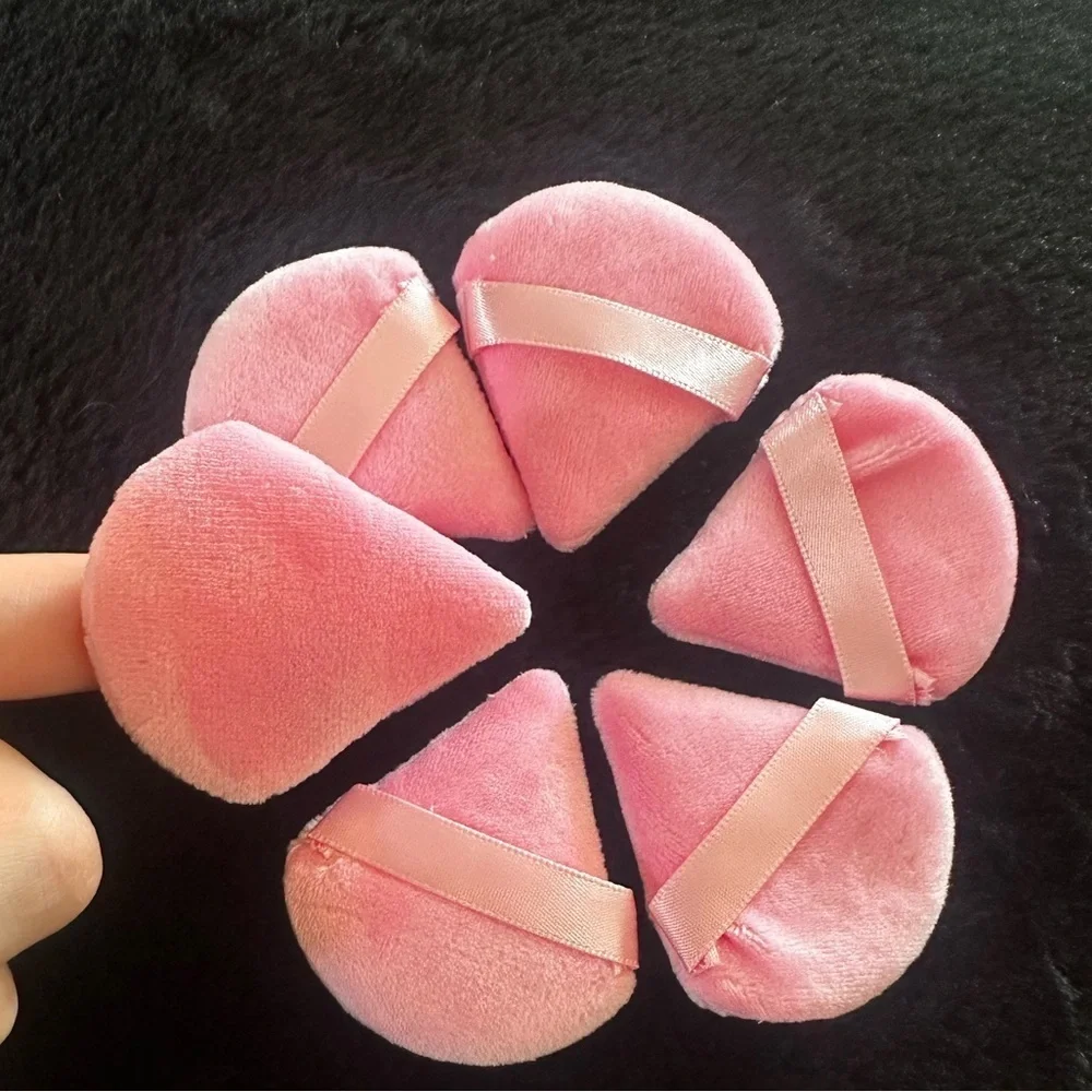 Set of 6 Pink Powder Puffs Under Eye Mini